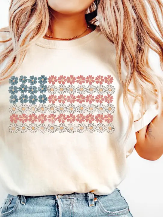 Floral American Flag Tee