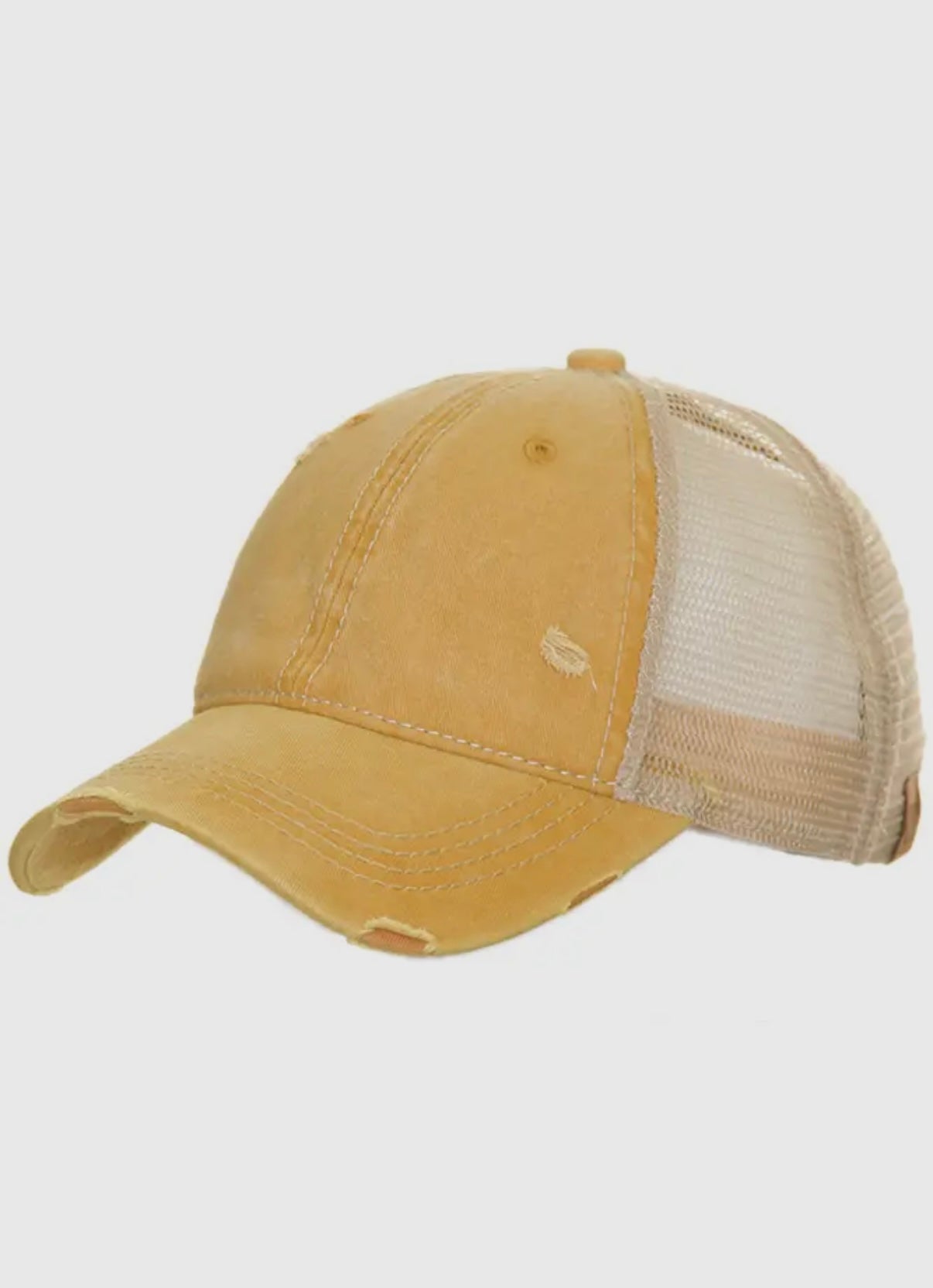 Yellow Mesh-back Ponytail Cap