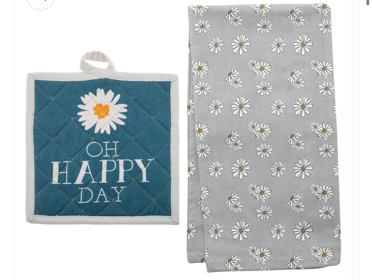 Daisy Potholder and Tea Towel Set