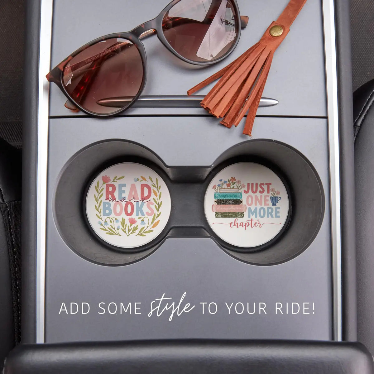 Car Coasters Set - Book Lover
