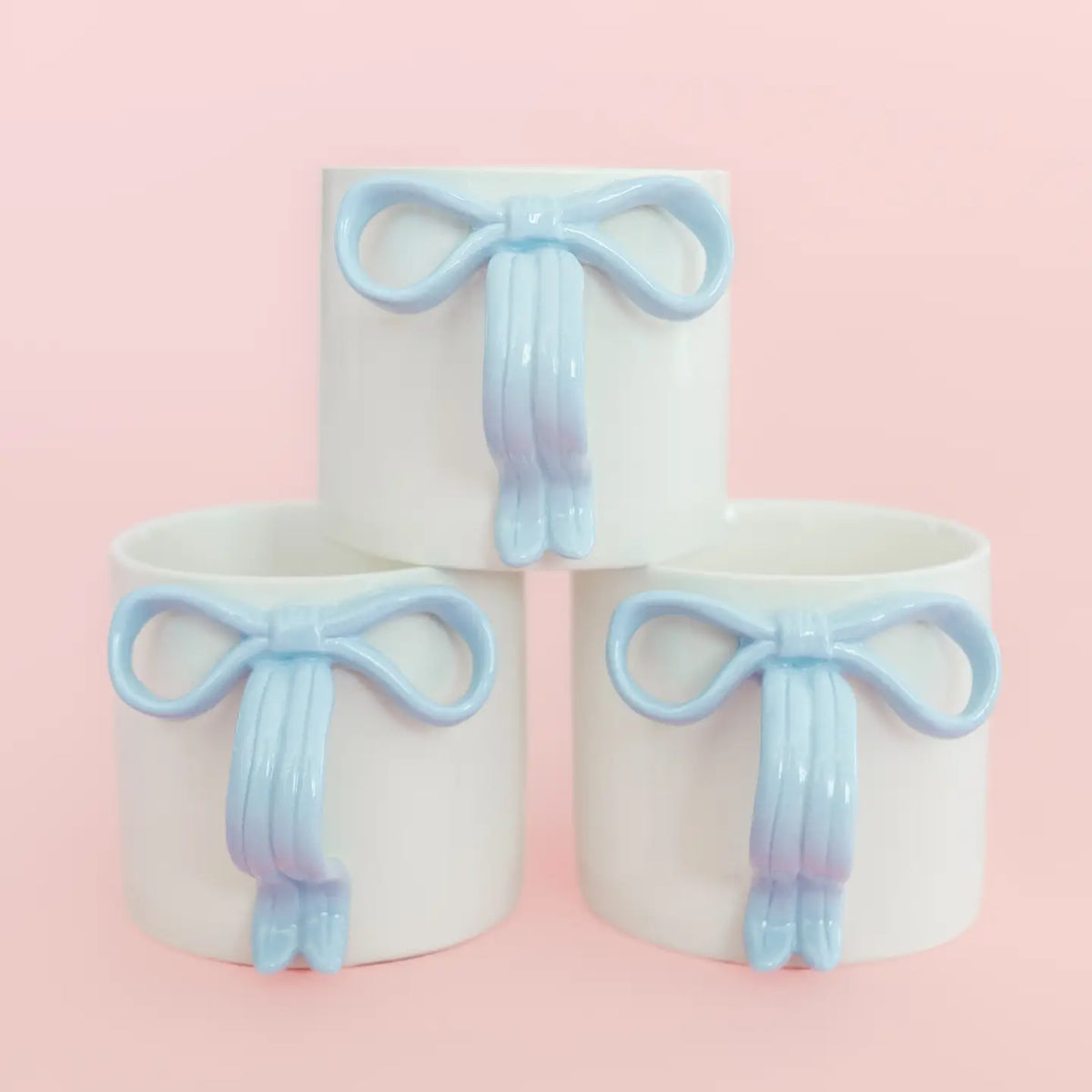 Powder Blue Bow Handle Mug