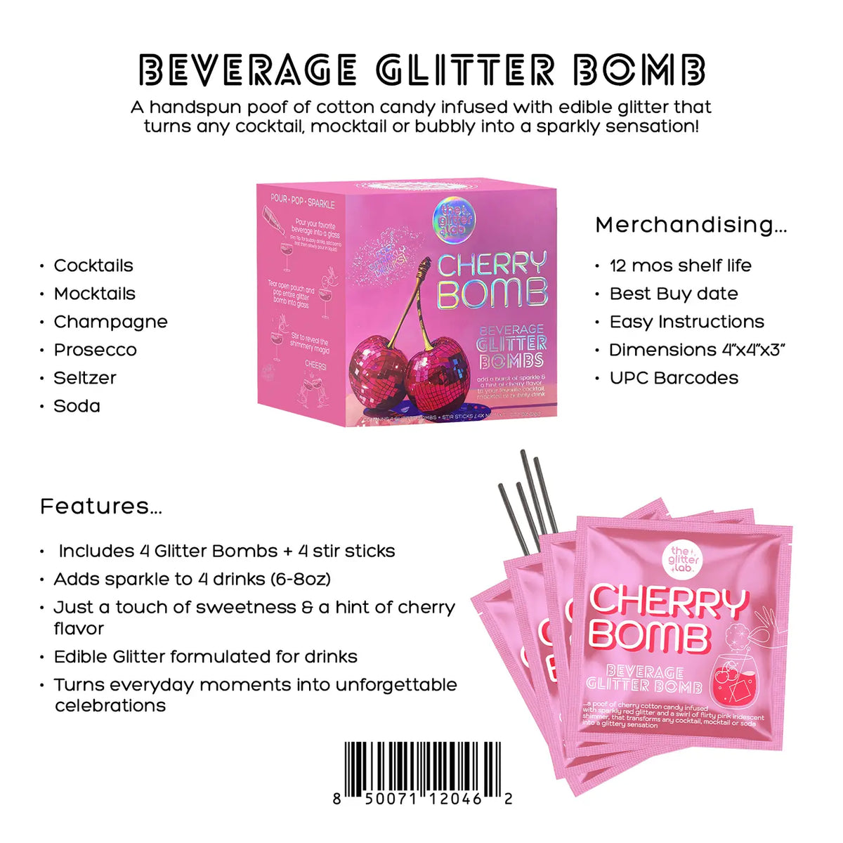 Cherry Bomb Beverage Glitter Bomb