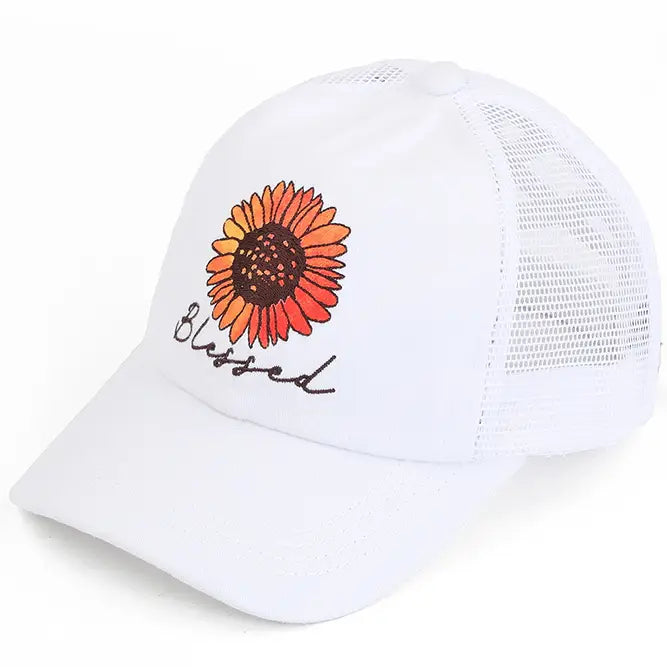 Sunflower Blessed Criss-Cross Pony Cap