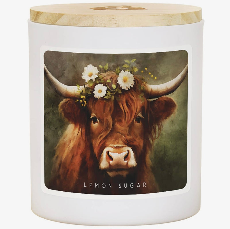 Lemon Sugar Candle - Floral Highland Cow