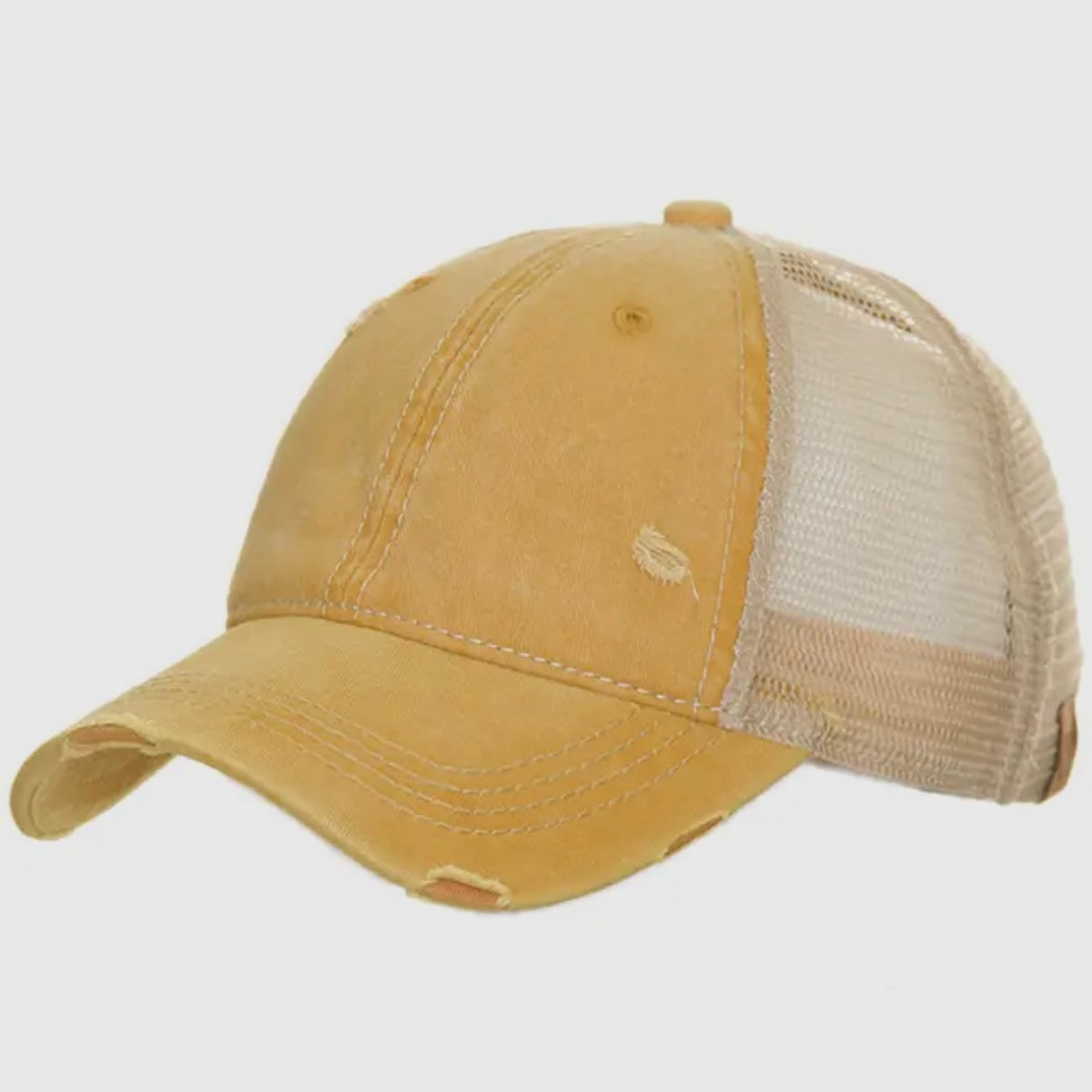 Yellow Mesh-back Ponytail Cap