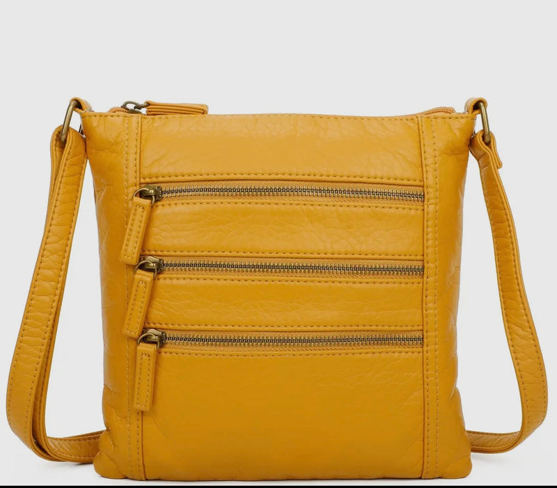 Three Zipper Crossbody Bag