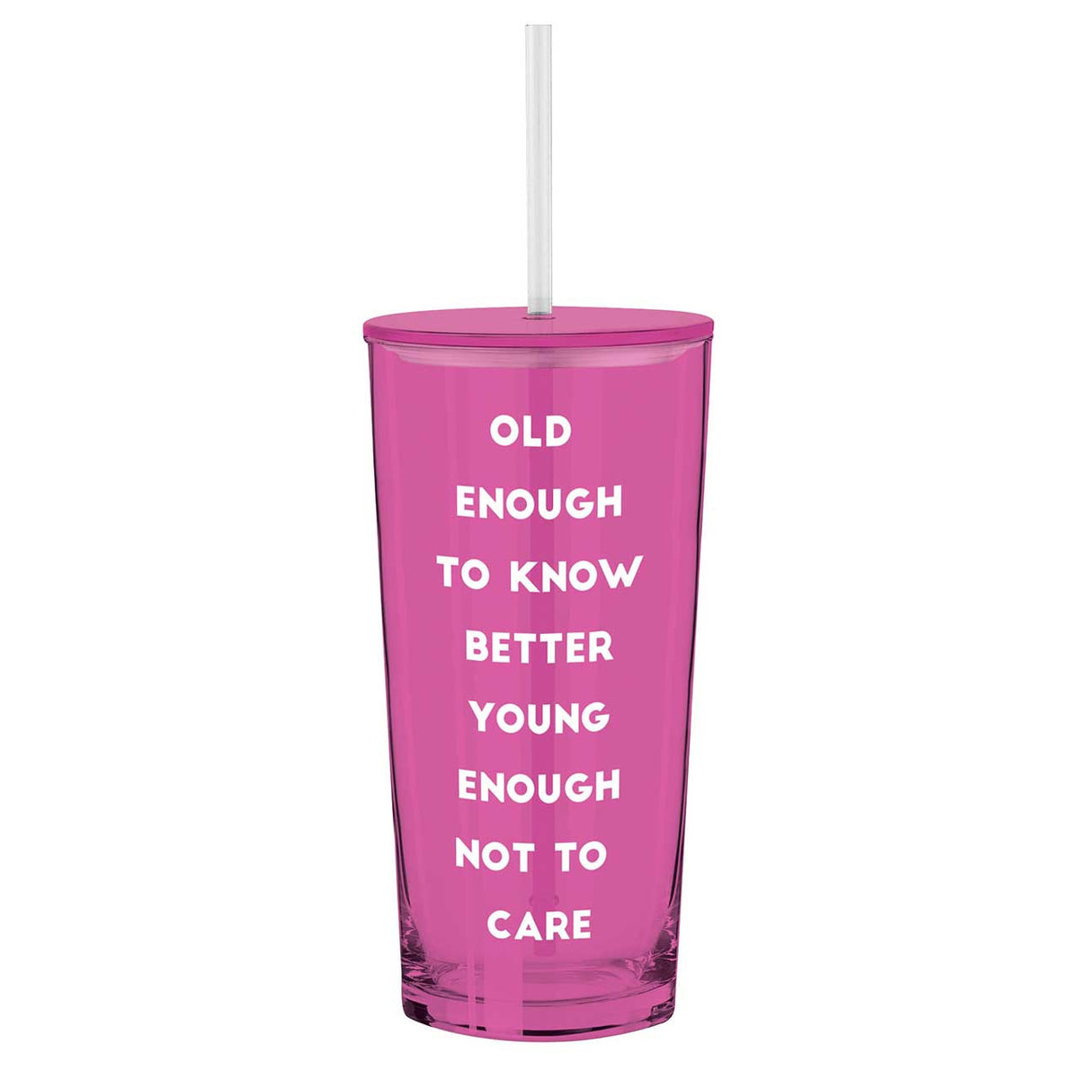 Glass Tumbler with Straw - Old Enough