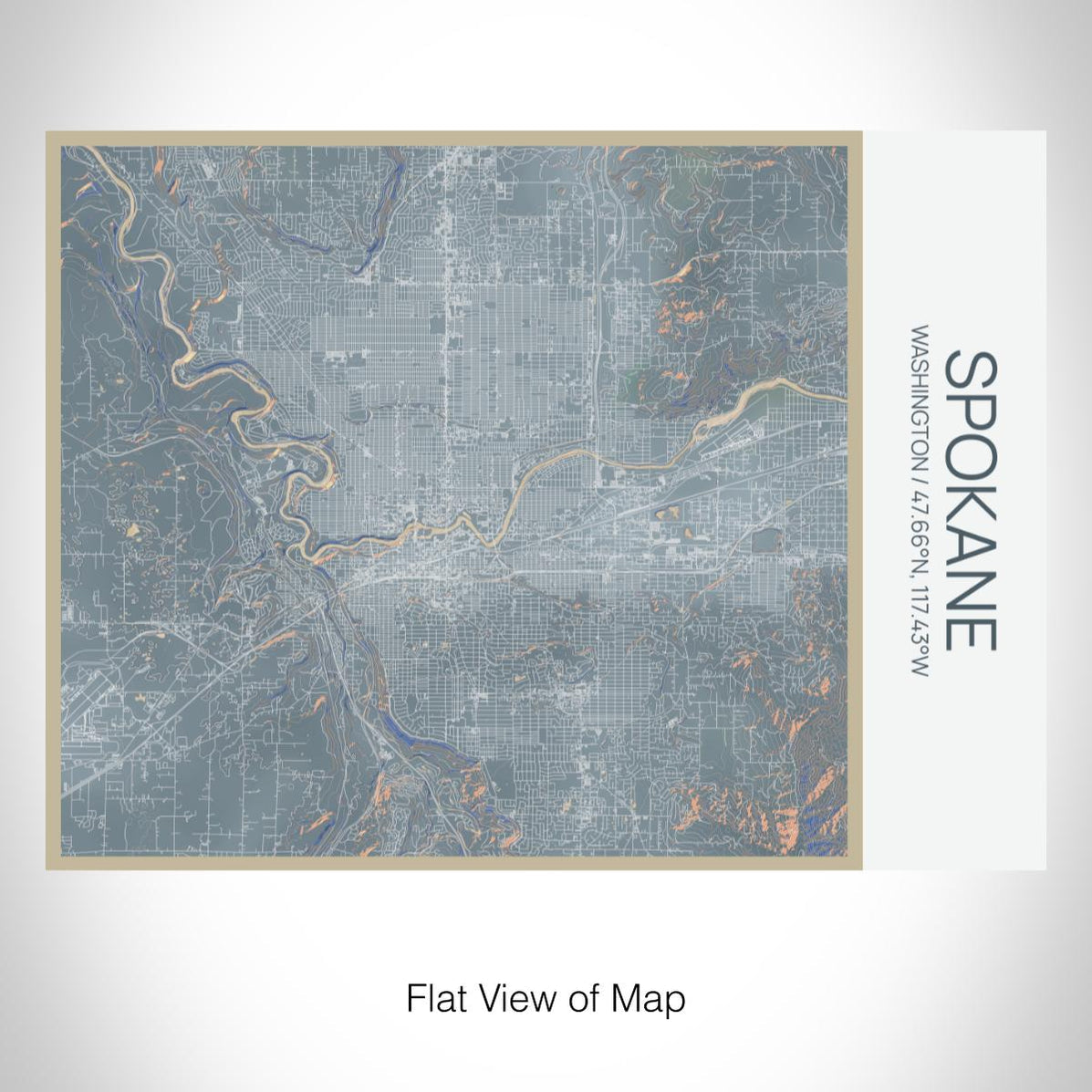 Spokane Map Bottle with Bamboo Lid - In Afternoon