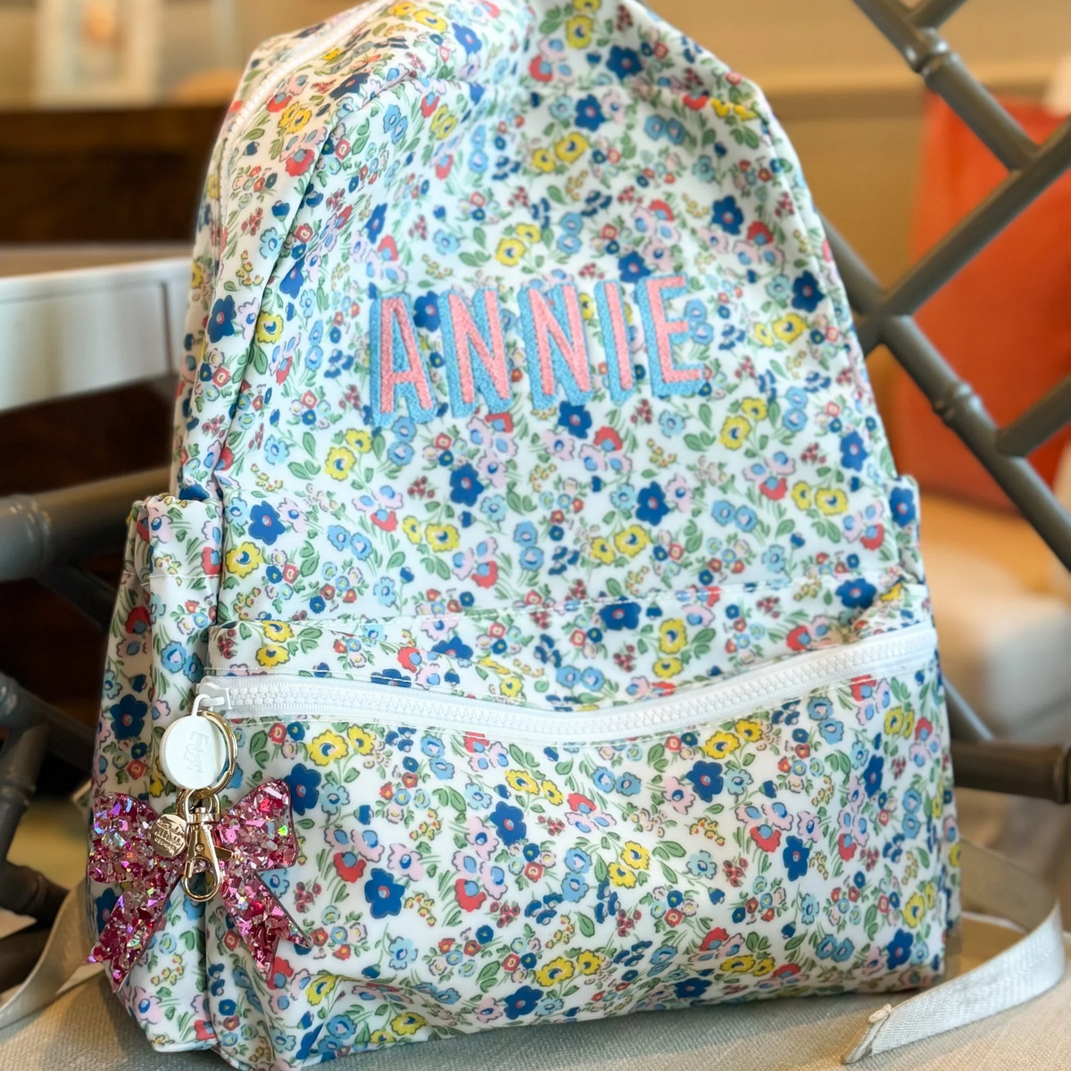 Pink Bow Confetti Keychain