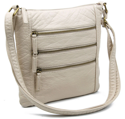 Three Zipper Crossbody Bag