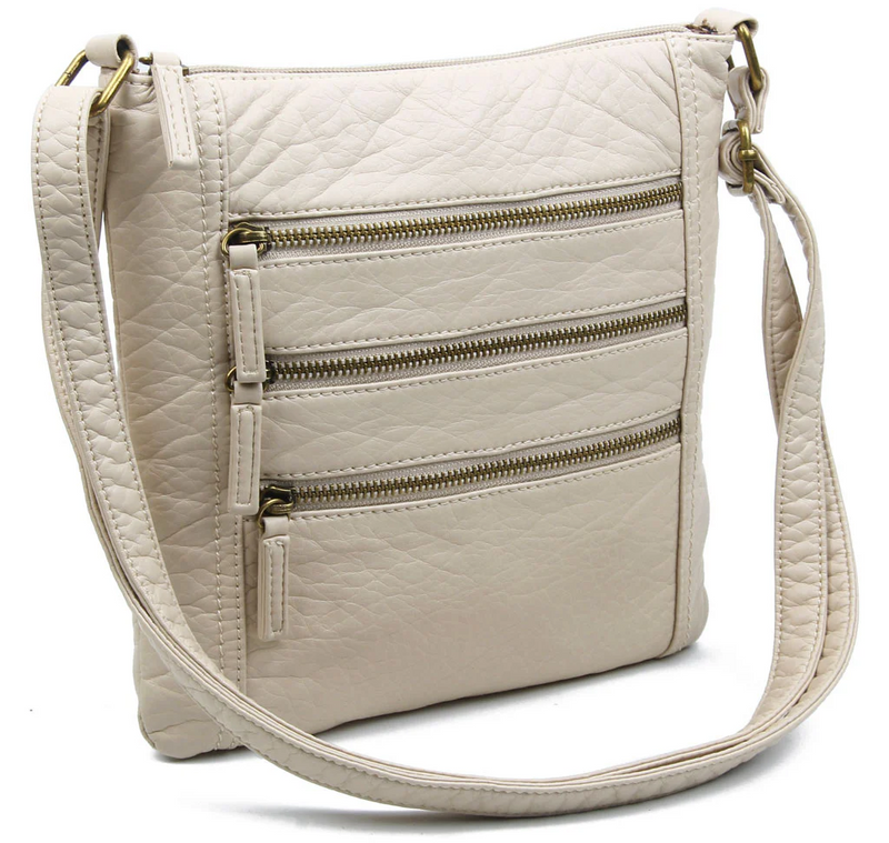Three Zipper Crossbody Bag
