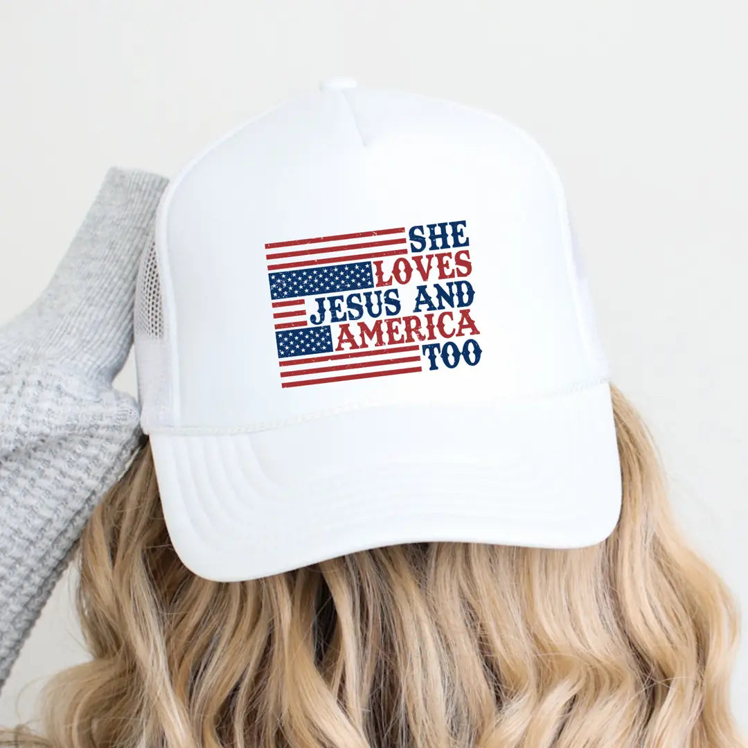 Trucker Hat - She Loves Jesus and America Too