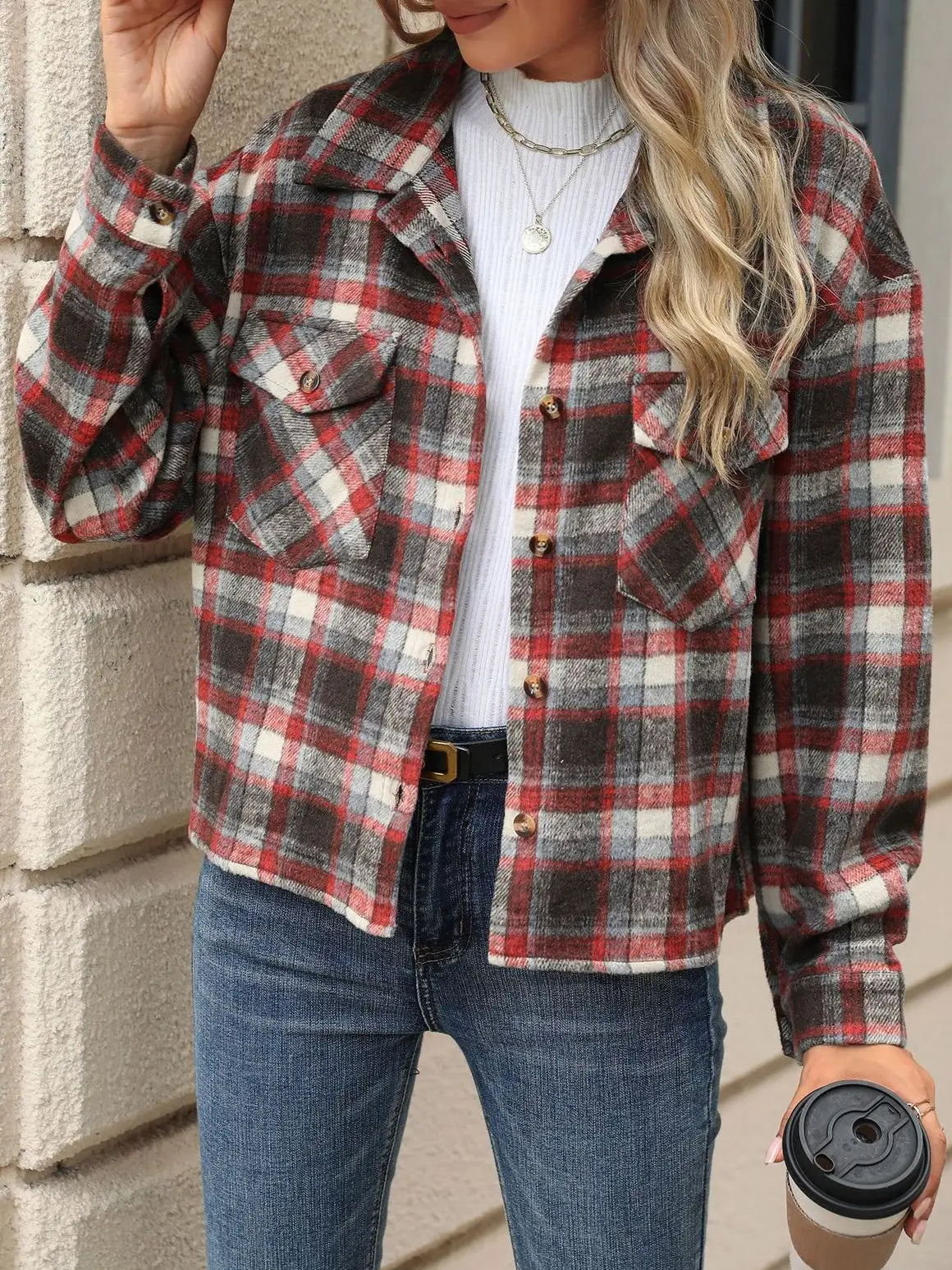Cropped Holiday Plaid Jacket