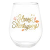 Happy Thanksgiving Jumbo Stemless Wine Glass