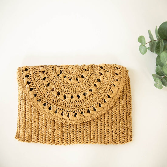 Raffia Foldover Clutch