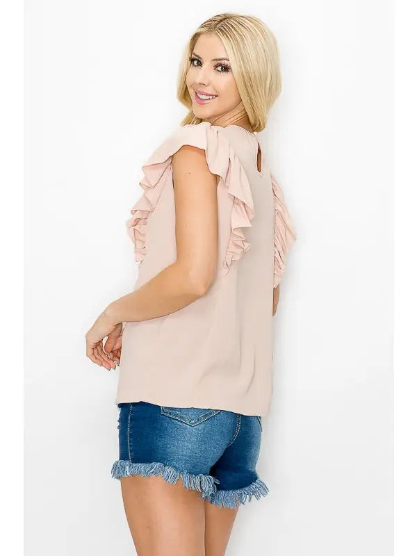 Ruffle Short Sleeve Blouse