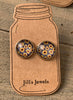 Gray Sunflower Stud Earrings