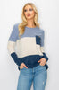 Soft Color Block Ribbed Knit Fleece Top