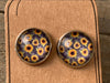 Gray Sunflower Stud Earrings