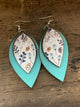 Turquoise Poppy Double Layered Leather Earrings