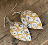 Mustard Yellow Poppy Print Leather Earrings