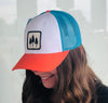 Three Trees Trucker Hat - Blue w/ Orange