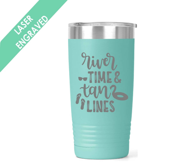 River Time and Tan Lines Etched Tumbler