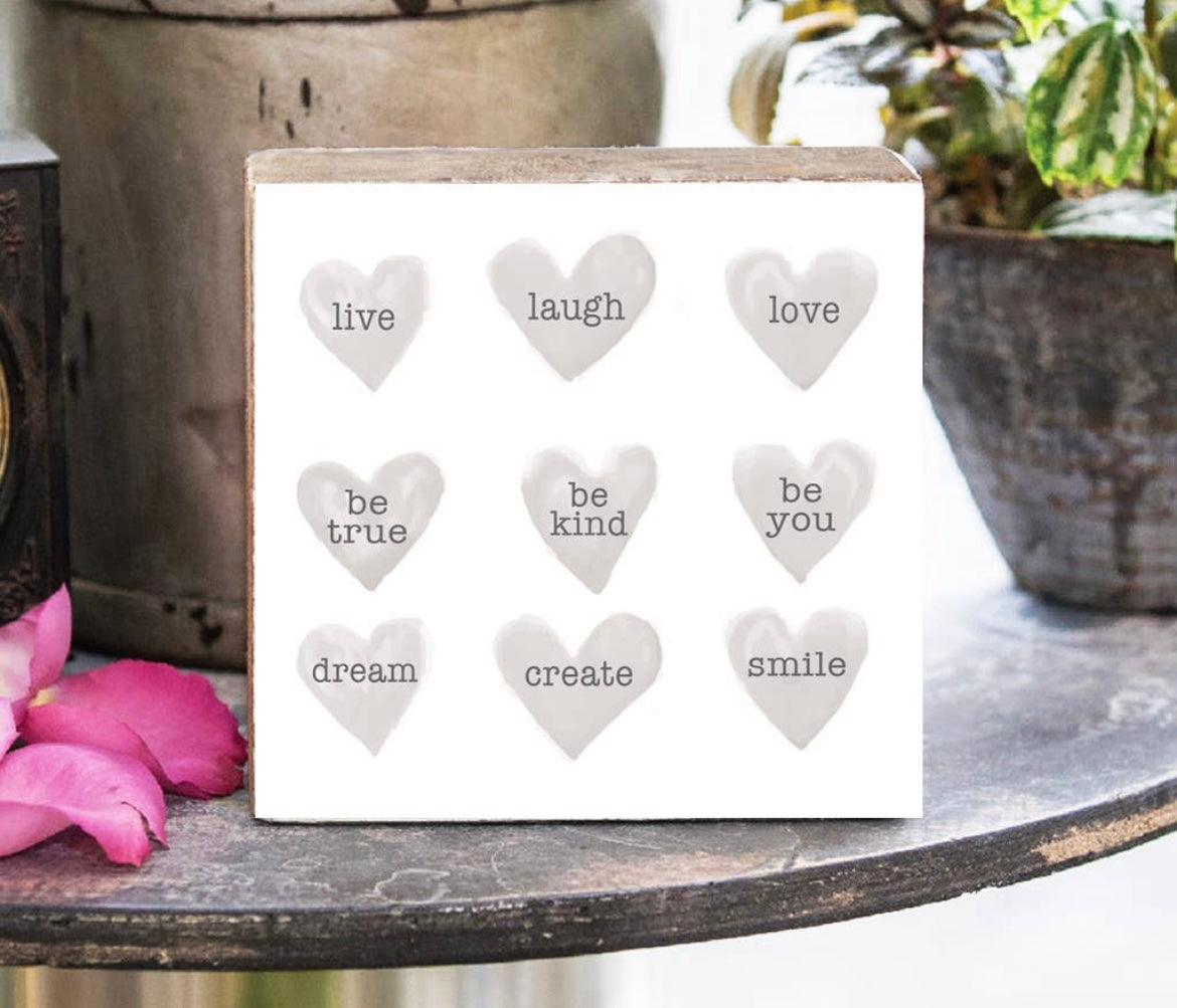 Conversation Hearts Block Sign